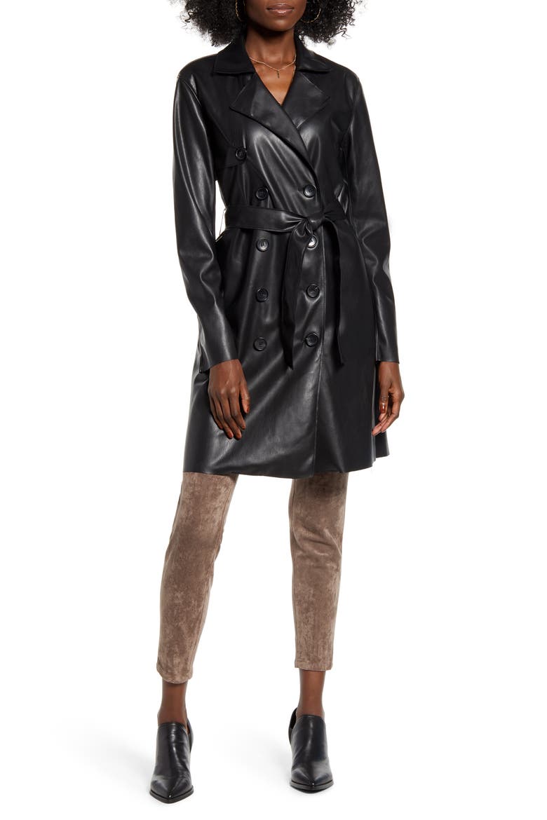 Faux Leather Trench Coat, Main, color, SCORPIO