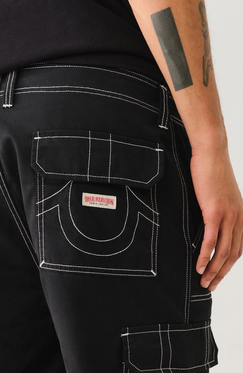 True Religion Bobby Baggy Cargo Pants, Alternate, color, Jet Black