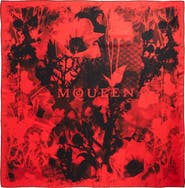 McQueen Floral Collage Silk Twill Square Scarf
