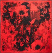 McQueen Floral Collage Silk Twill Square Scarf