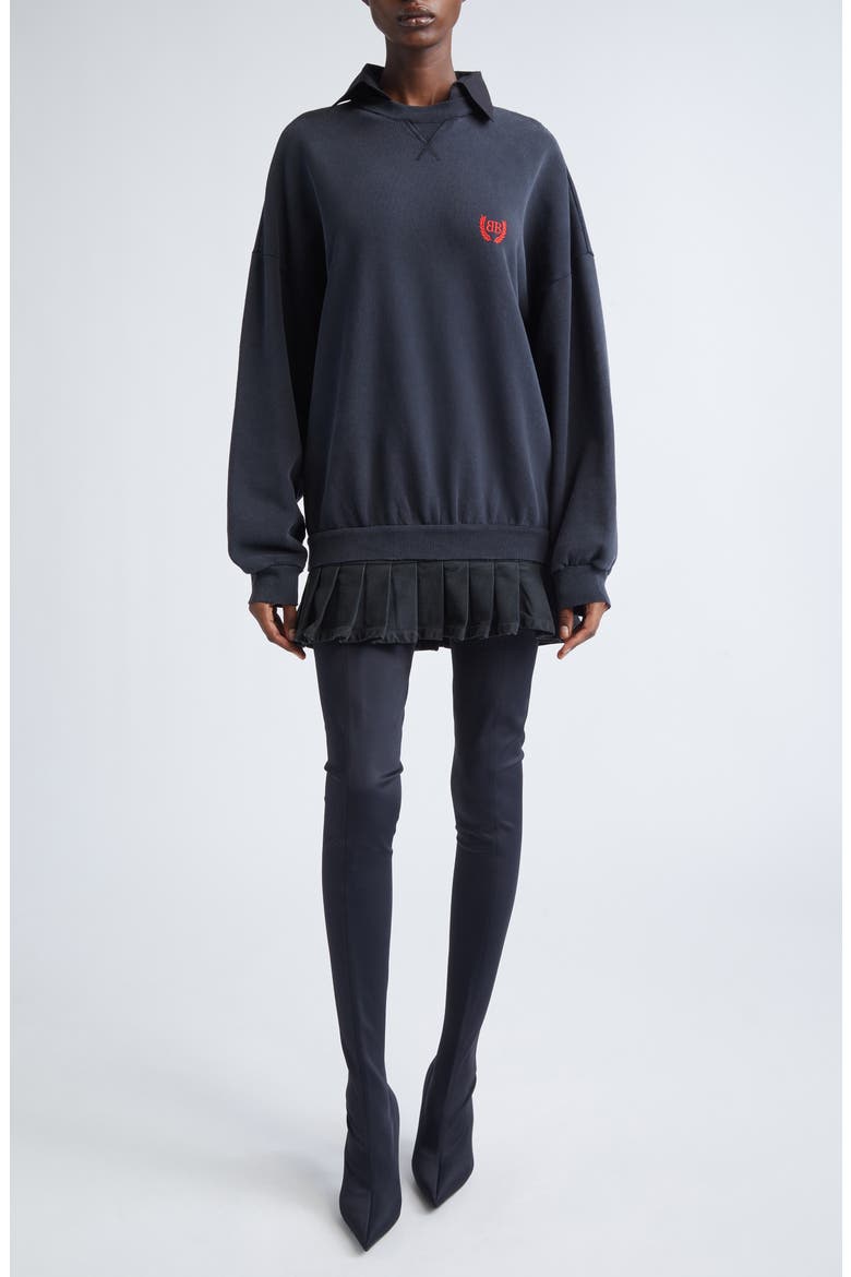 Hybrid Long Sleeve Cotton Sweatshirt Minidress, Main, color, FADED WASHED BLACK