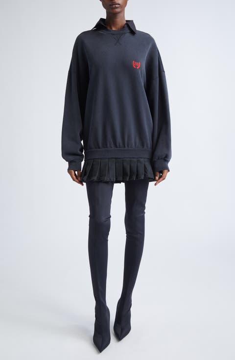 Hybrid Long Sleeve Cotton Sweatshirt Minidress