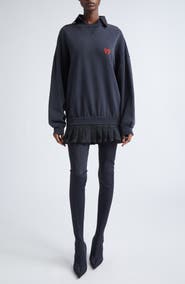 Balenciaga Hybrid Long Sleeve Cotton Sweatshirt Minidress