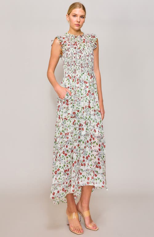 Melloday Ruffle Sleeveless Fit & Flare Chiffon Maxi Dress