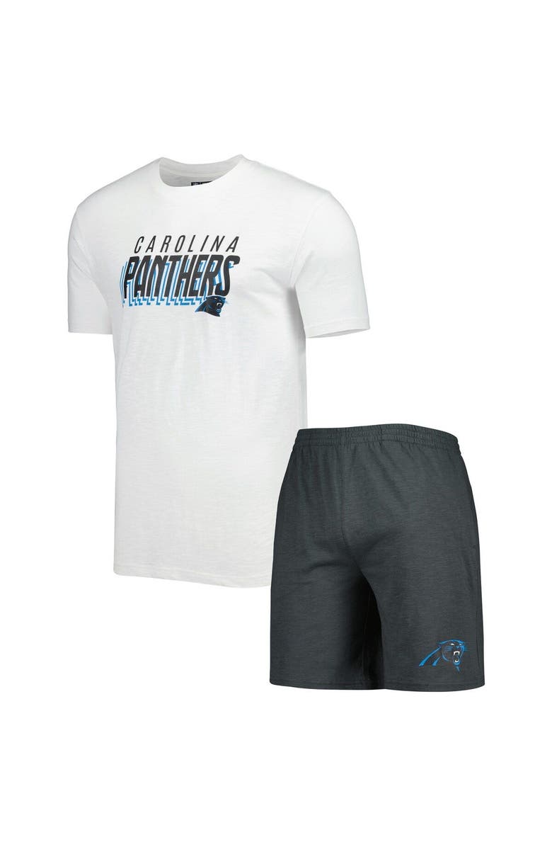 CONCEPTS SPORT Men's Concepts Sport Charcoal/White Carolina Panthers Downfield T-Shirt & Shorts Sleep Set, Alternate, color, 