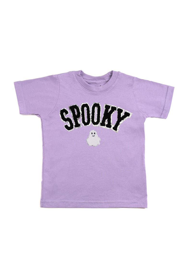 Spooky Ghost Patch Halloween Short Sleeve T-Shirt, Main, color, Lavender