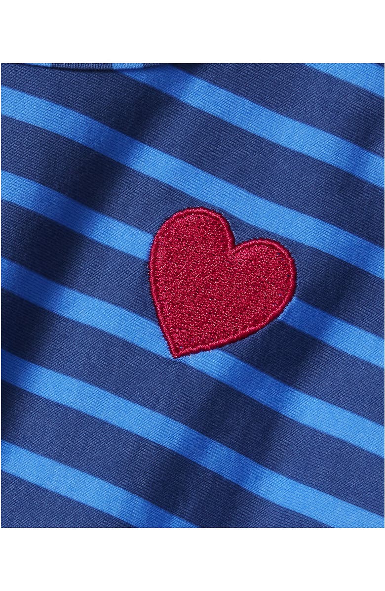 Lands' End Girls Short Sleeve Gathered Waist Tunic Top, Alternate, color, Blue Heart Stripe