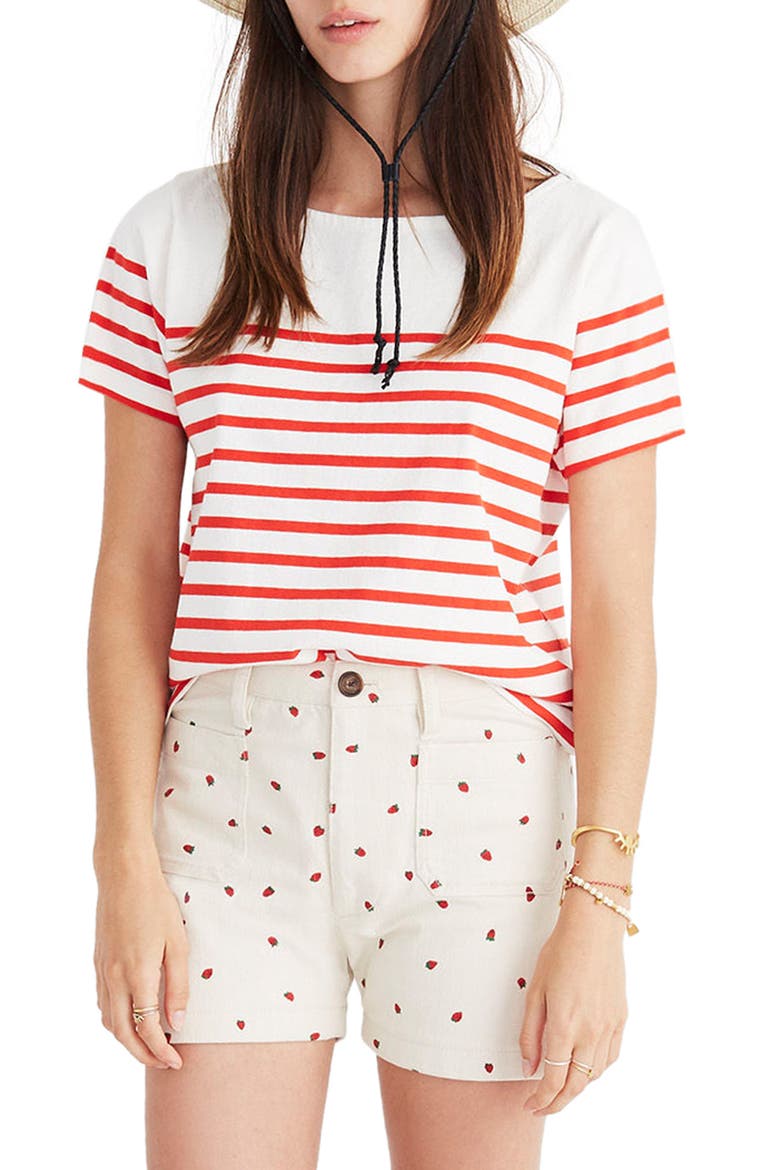 Setlist Boxy Stripe Tee, Main, color, RIPE PERSIMMON