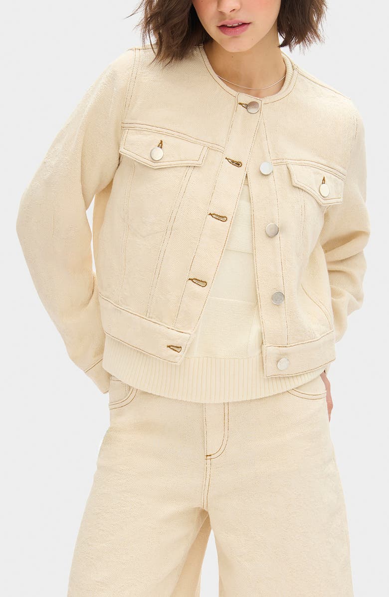 ALIGNE Diana Organic Cotton Denim Jacket, Main, color, Ecru