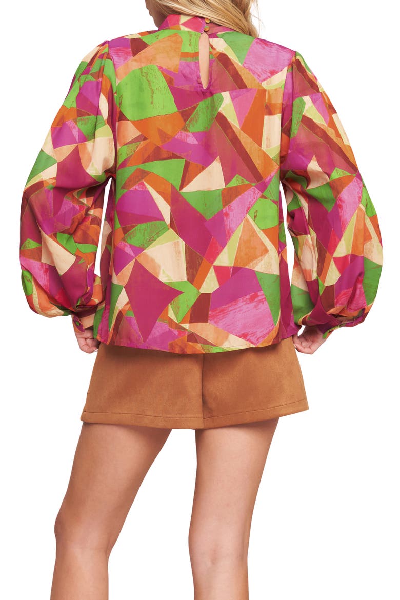 Long Sleeve Woven Top, Alternate, color, MAGENTA GREEN