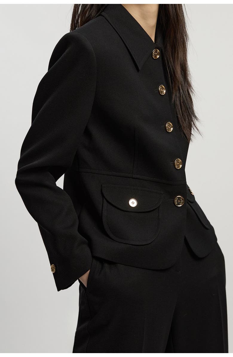 Karen Millen Petite Textured Tailored Jacket, Alternate, color, Black