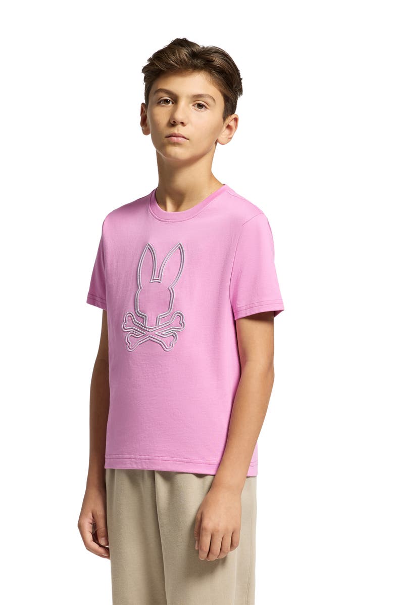 Psycho Bunny Kids' Durango Embroidered Cotton Graphic T-Shirt, Alternate, color, Opera Mauve