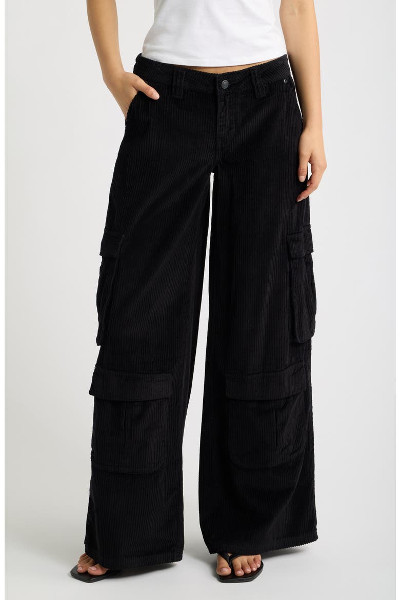 Low Rise Corduroy Wide Leg Cargo Pants, Main, color, MIDNIGHT GREY