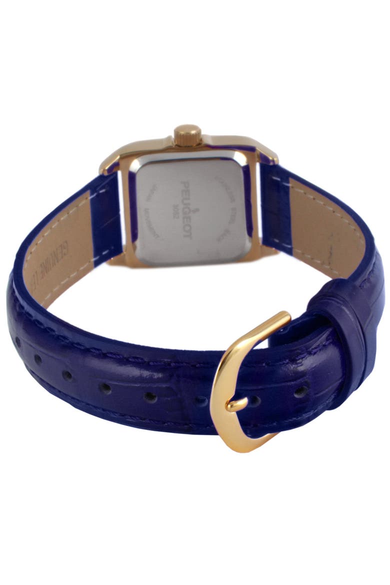 Status Square Crystal Bezel Leather Watch - 34x24MM, Alternate, color, Blue