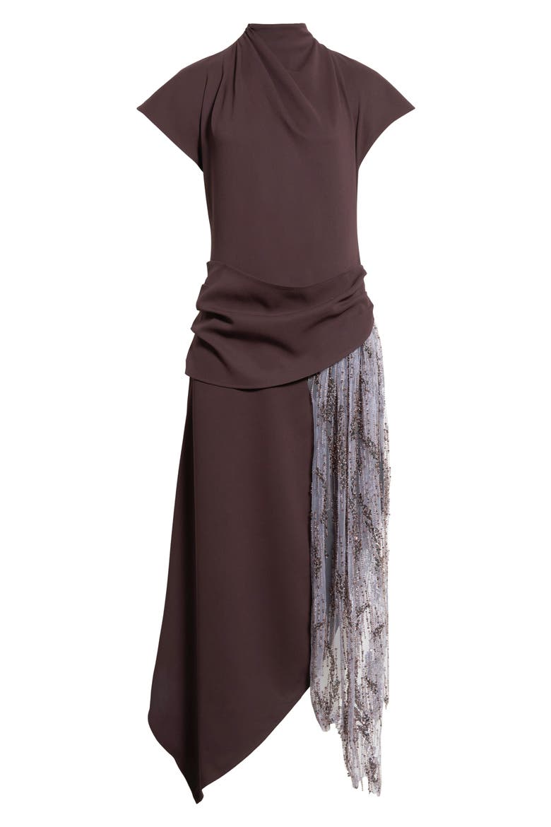 Effie Bead Detail Mixed Media Dress, Main, color, EARTH/LILAC