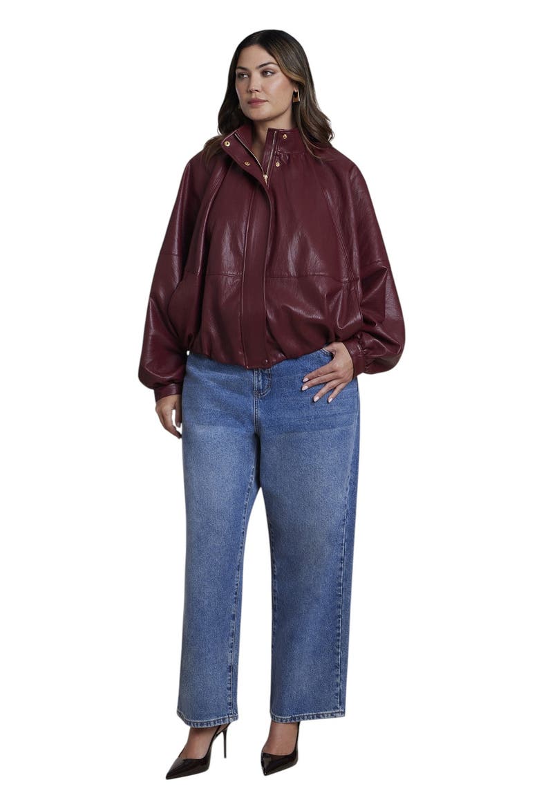 Faux Leather Cocoon Jacket (plus), Alternate, color, CABERNET