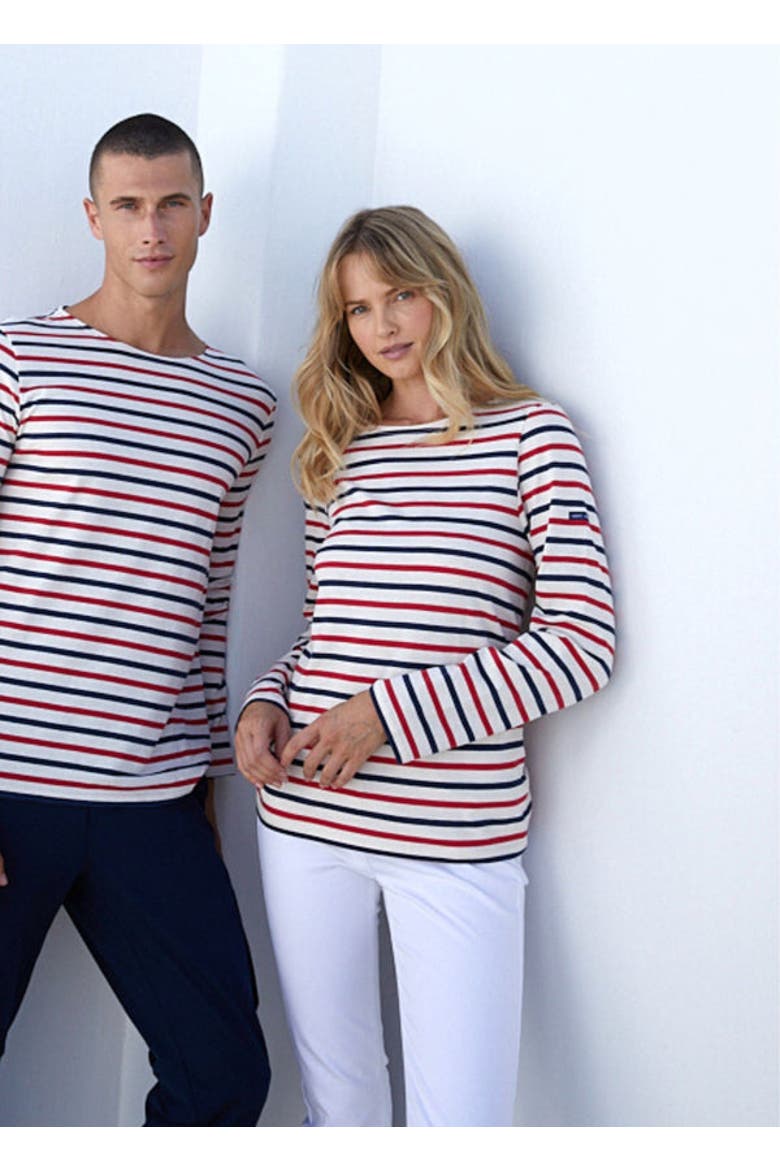MINQUIERS MODERNE - Tri-color Striped Shirt, Main, color, ecru/navy/red