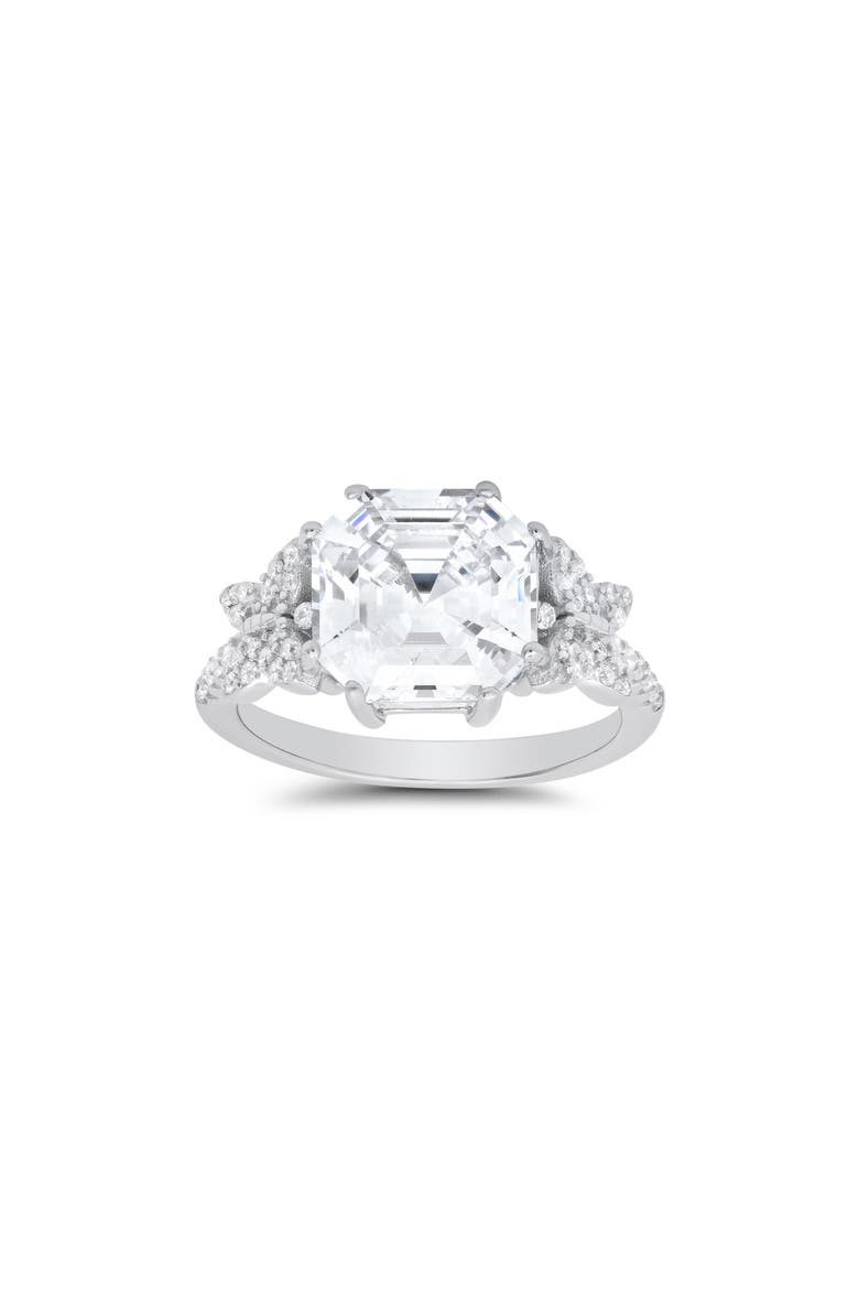 Sterling Silver Asscher Cut CZ Ring, Alternate, color, SILVER