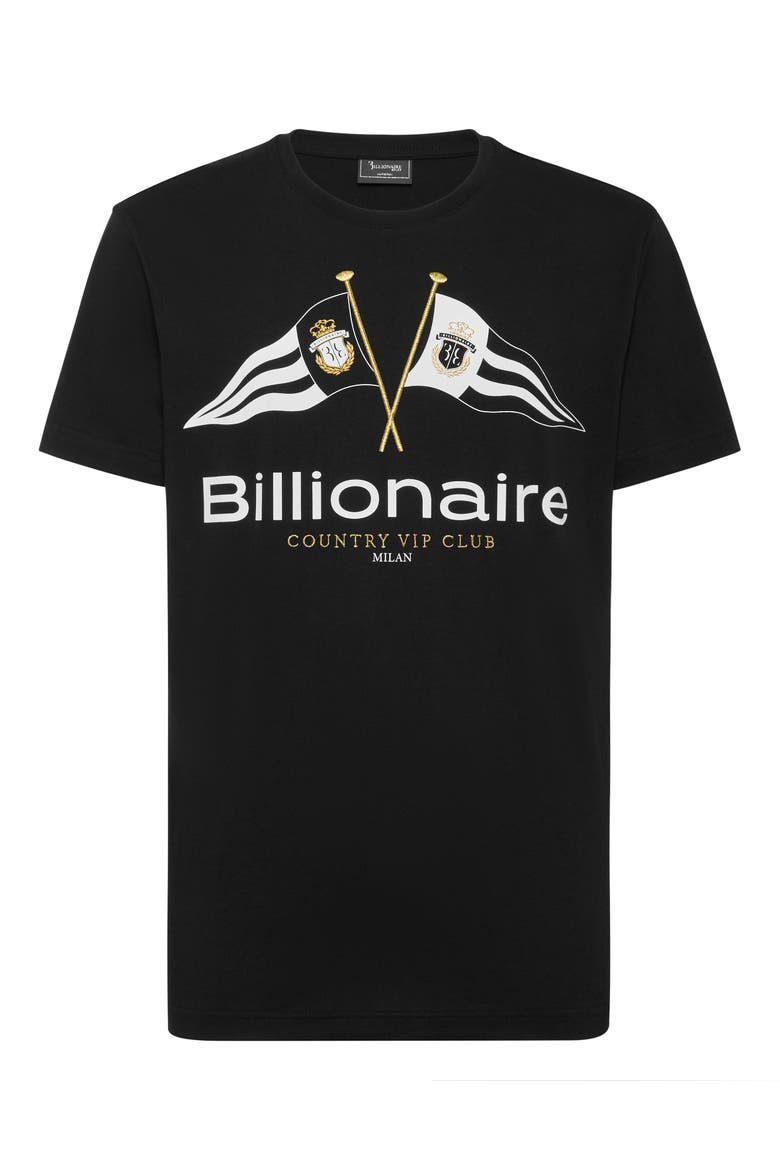 T-Shirt Round Neck Flags Men, Main, color, black