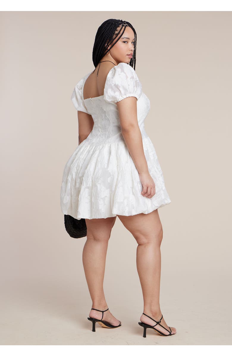 ELOQUII Textural Mini Bubble Dress, Alternate, color, Coconut Milk