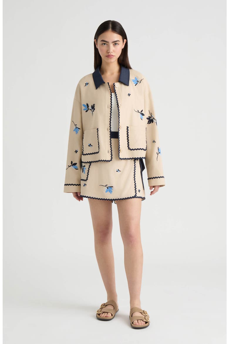 Floral Embroidered Jacket, Alternate, color, NATURAL
