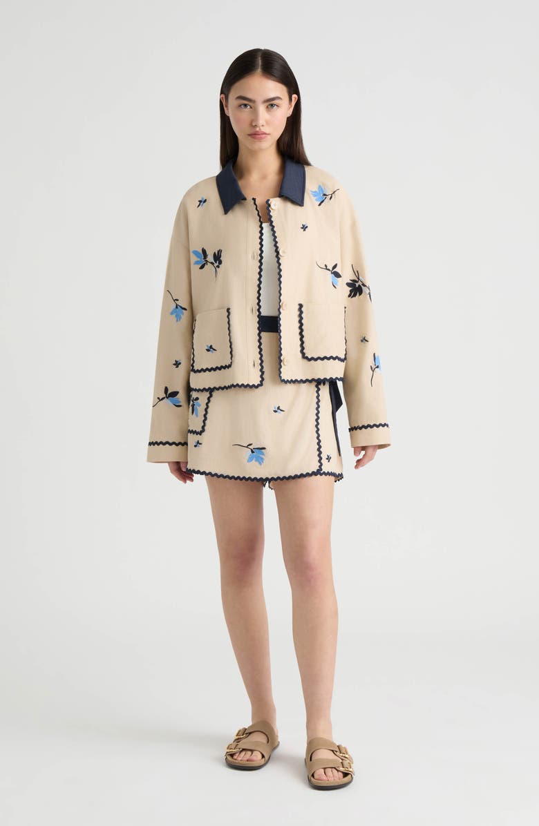 NVLT Floral Embroidered Jacket, Alternate, color, Natural