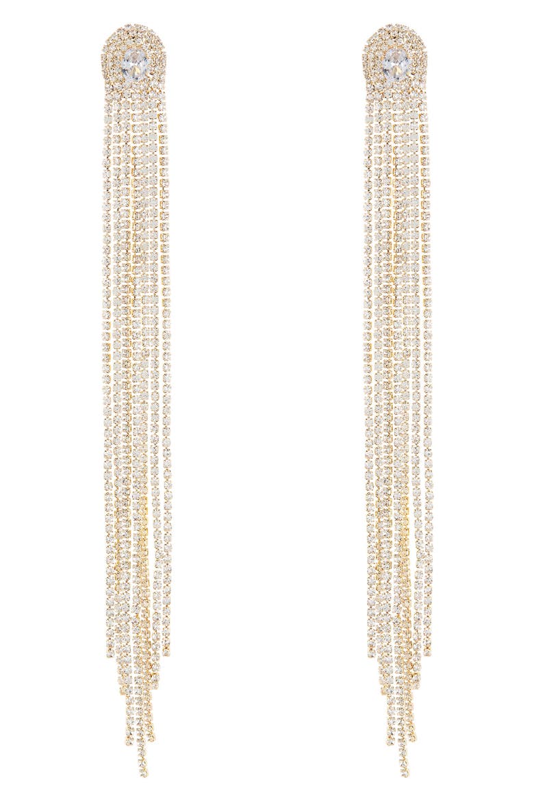 Crystal Fringe Statement Earrings, Main, color, GOLD
