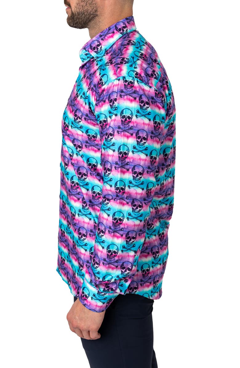 Maceoo Fibonacci Regular Fit Skulldye Purple Button-Up Shirt, Alternate, color, Purple