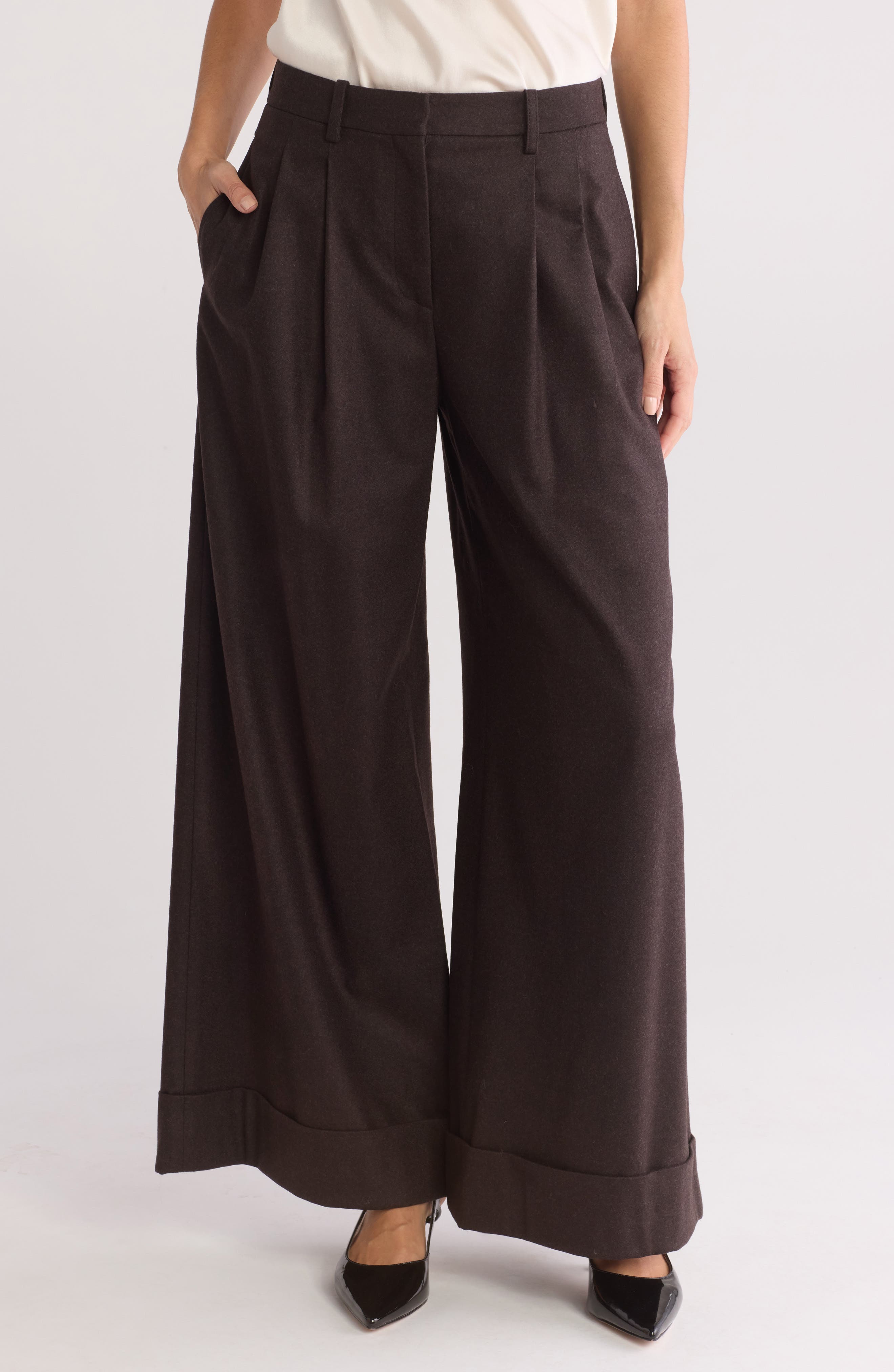 TWP Averyl High Waist Wide Leg Wool Blend Pants