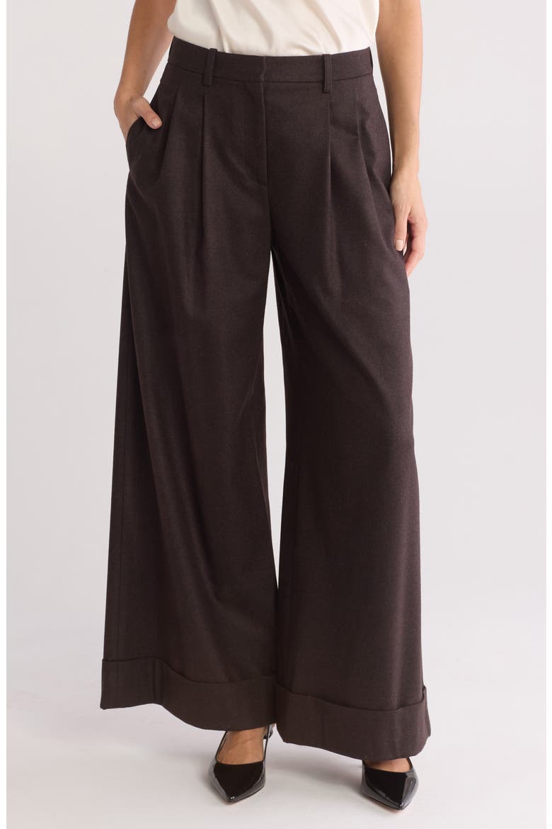 Averyl High Waist Wide Leg Wool Blend Pants, Main, color, ESPRESSO