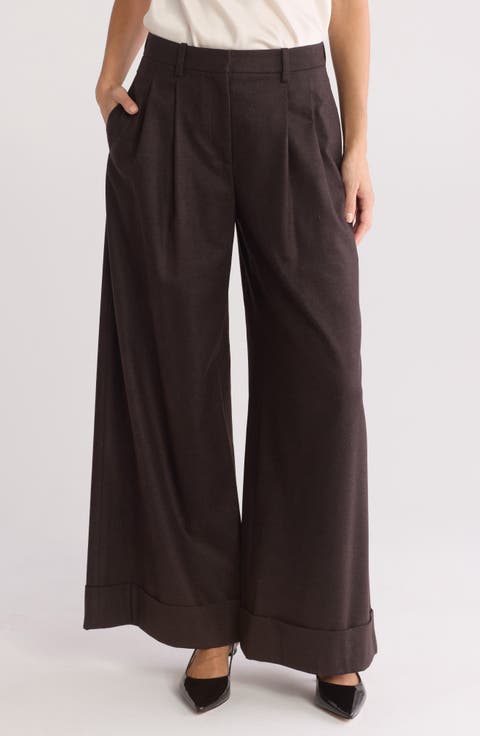Averyl High Waist Wide Leg Wool Blend Pants