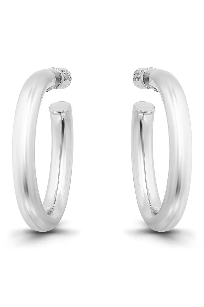 30mm Oval Hoop Earrings, Main, color, SILVER