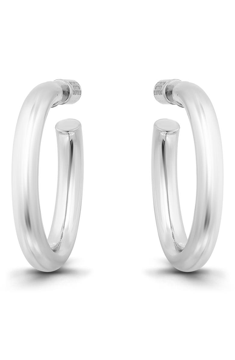 Christian Siriano New York 30mm Oval Hoop Earrings, Main, color, Silver