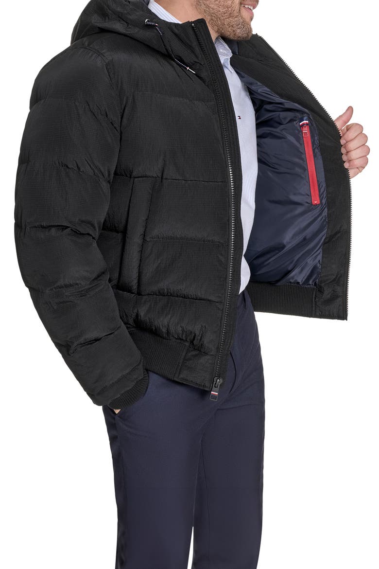 Hooded Snorkel Puffer Jacket, Alternate, color, BLACK