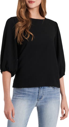 ヴィンスカムート Vince Camuto Quarter Puff Sleeve Blouse レディース シャツ トップス Rich Black Vince Camuto Three-Quarter Puff Sleeve Top Women's XS Rich