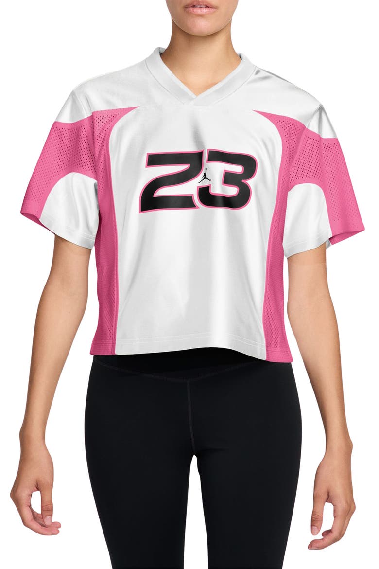 Crop Jersey Top, Main, color, 100 WHITE/BLACK