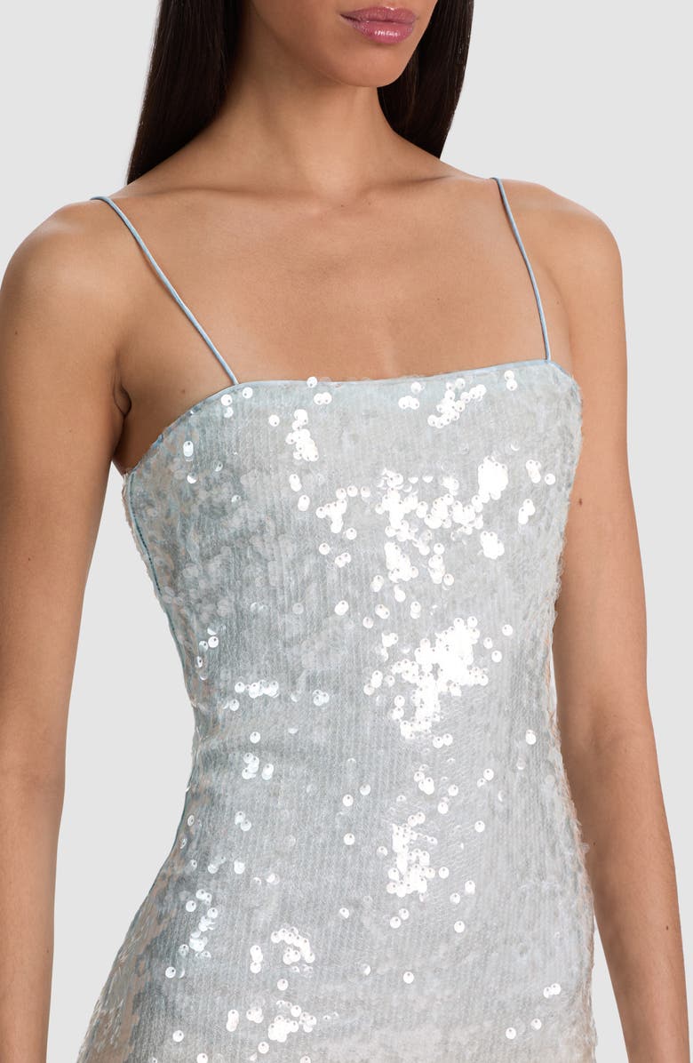 Alice + Olivia Fifi Ombré Sequin Midi Dress, Alternate, color, Clear Skies