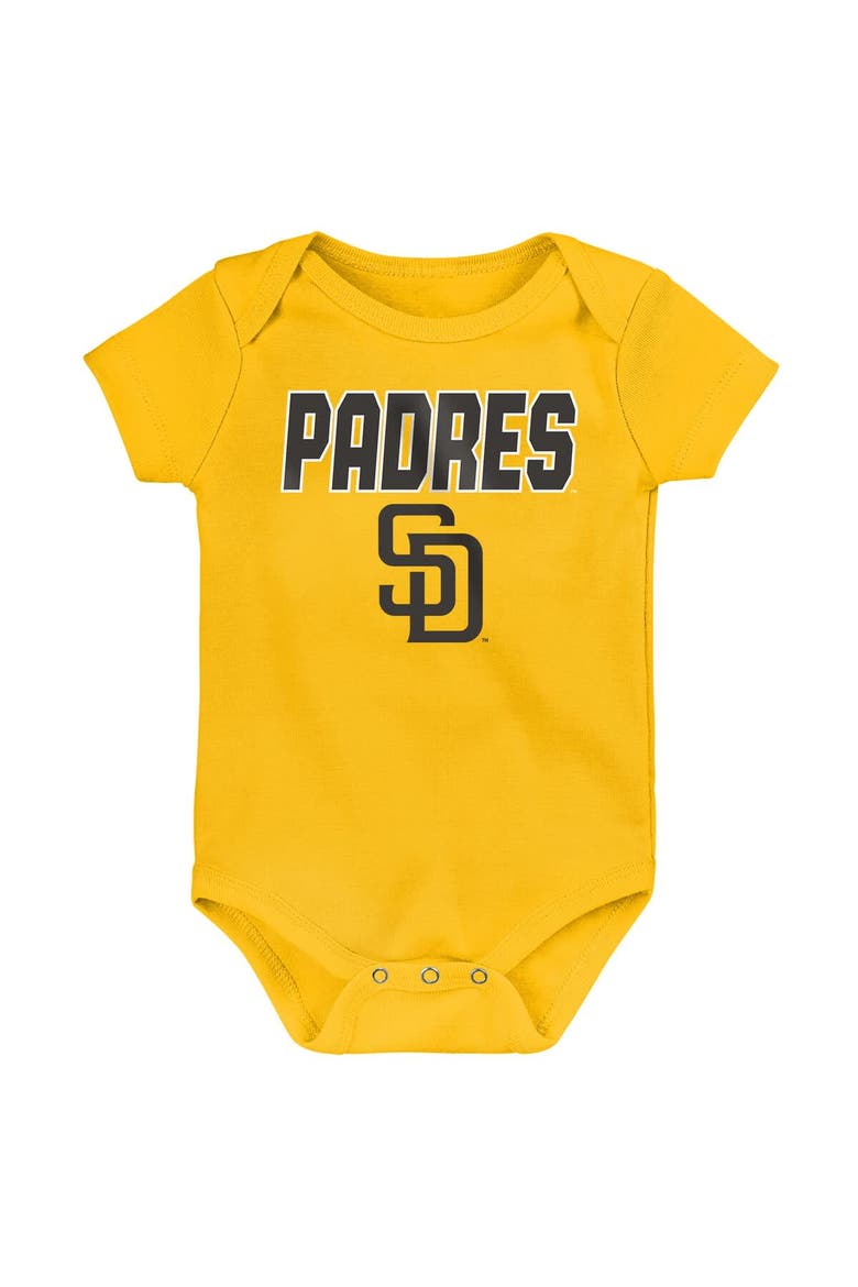 Newborn Outerstuff San Diego Padres Home Plate 3-Piece Creeper Set, Alternate, color, Yellow