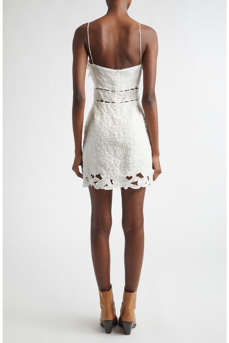 Reola Floral Appliqué Eyelet Ramie Minidress, Alternate, color, WHITE