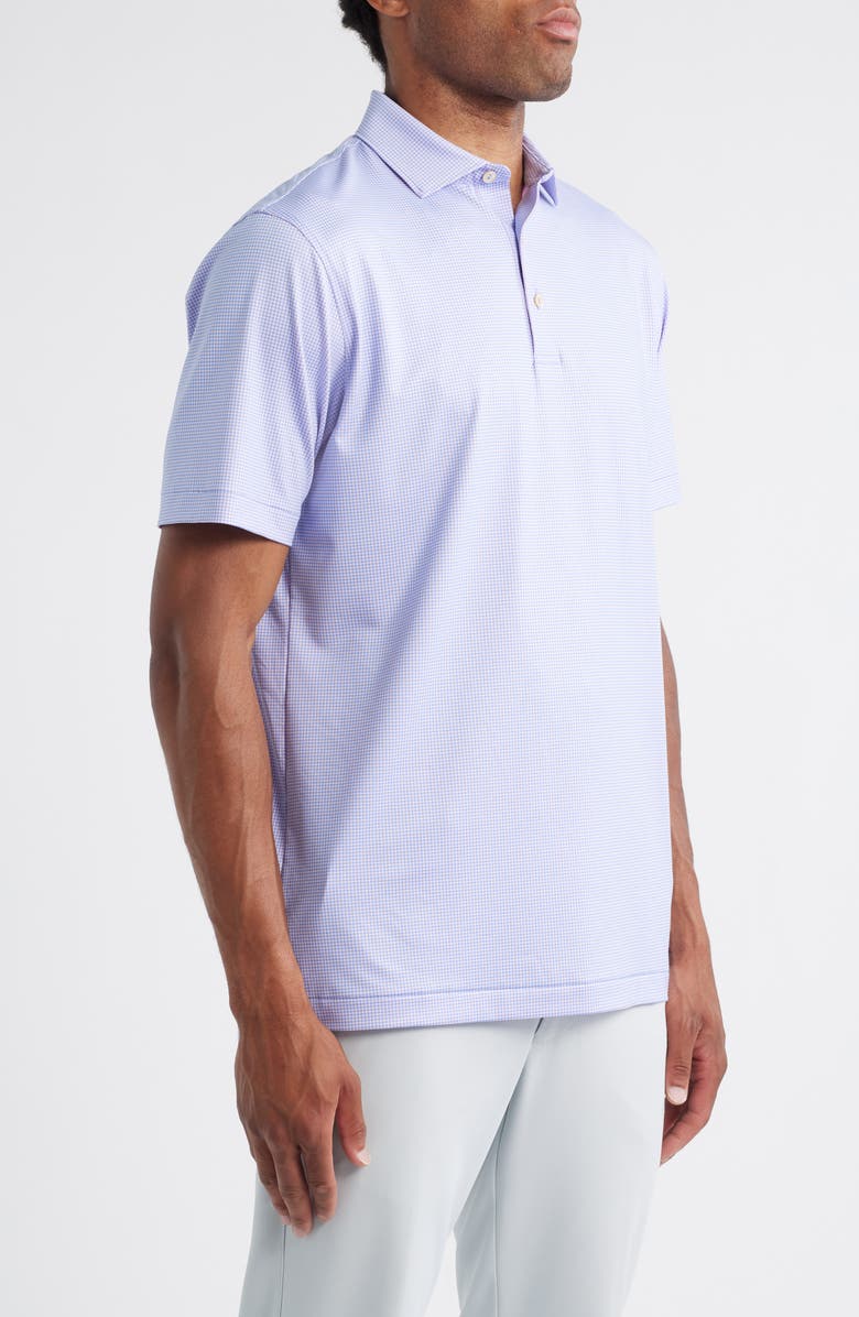 Peter Millar Gingham Performance Jersey Polo, Alternate, color, Seaside Blue