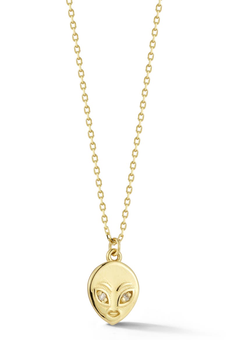 14K Yellow Gold Diamond Alien Pendant Necklace, Main, color, GOLD