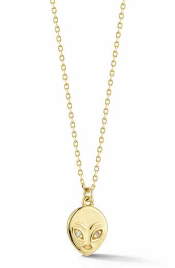 Ember Fine Jewelry 14K Yellow Gold Diamond Alien Pendant Necklace
