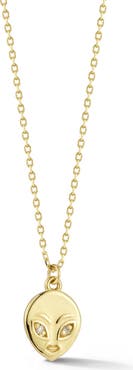 Ember Fine Jewelry 14K Yellow Gold Diamond Alien Pendant Necklace
