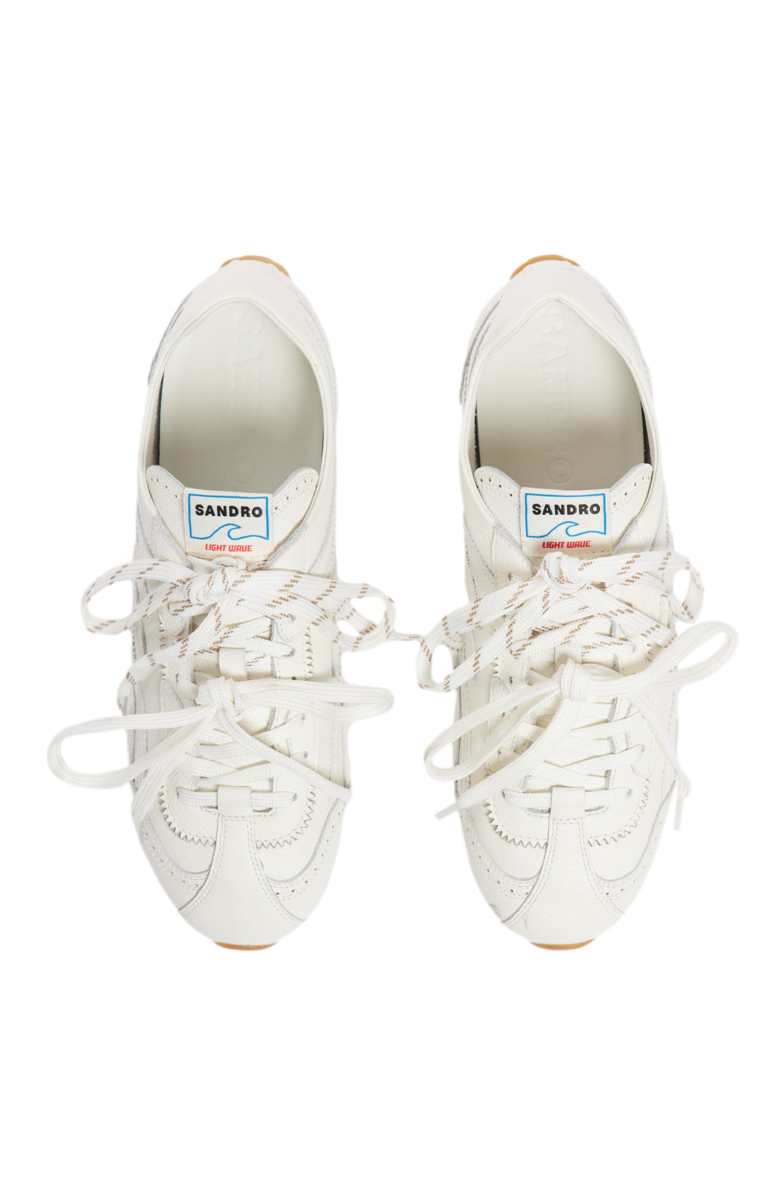 Light Wave leather trainers, Alternate, color, Ecru