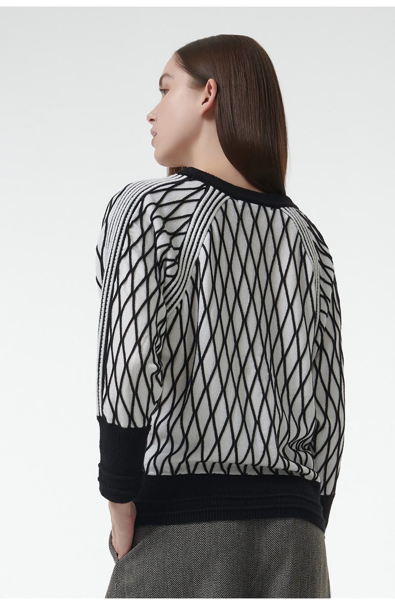 Leem Argyle Mesh Textured Knitted Sweater, Alternate, color, White