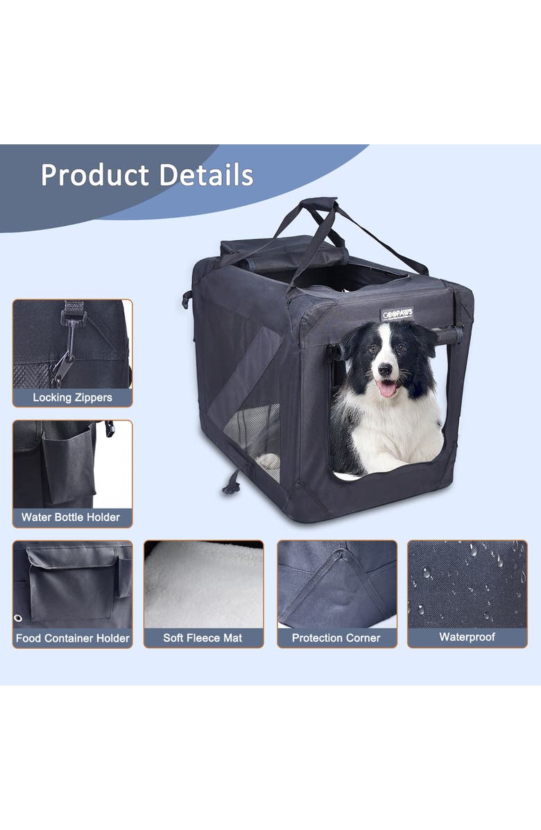 JESPET Soft Pet Crate 30", 50Lb Capacity, Alternate, color, Multicolored