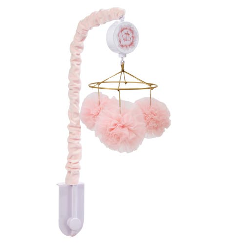 Lambs & Ivy Secret Garden Pom Pom Musical Baby Crib Mobile Soother Toy In Pink