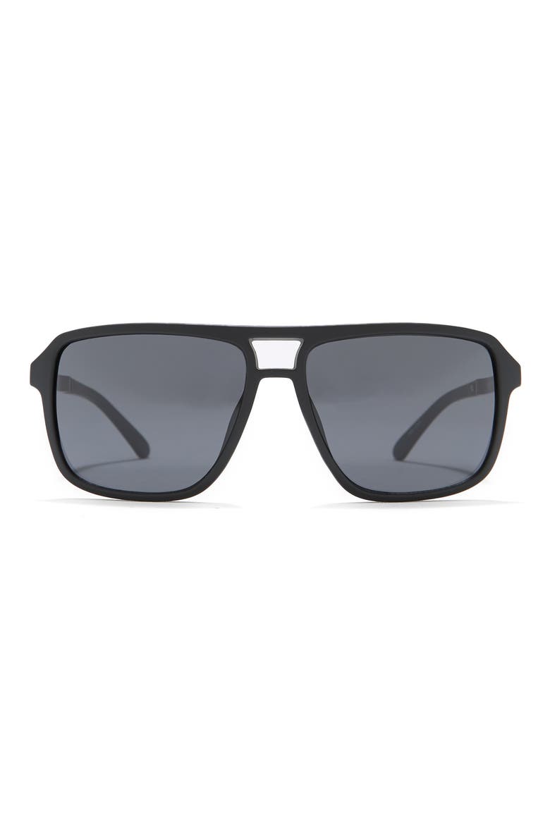 58mm Square Sunglasses, Main, color, MATTE BLACK / SMOKE