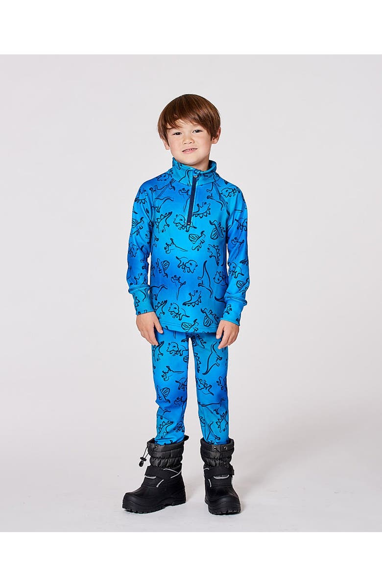 Deux par Deux Two-Piece Thermal Underwear Set Dinosaur, Main, color, Blue Gradient