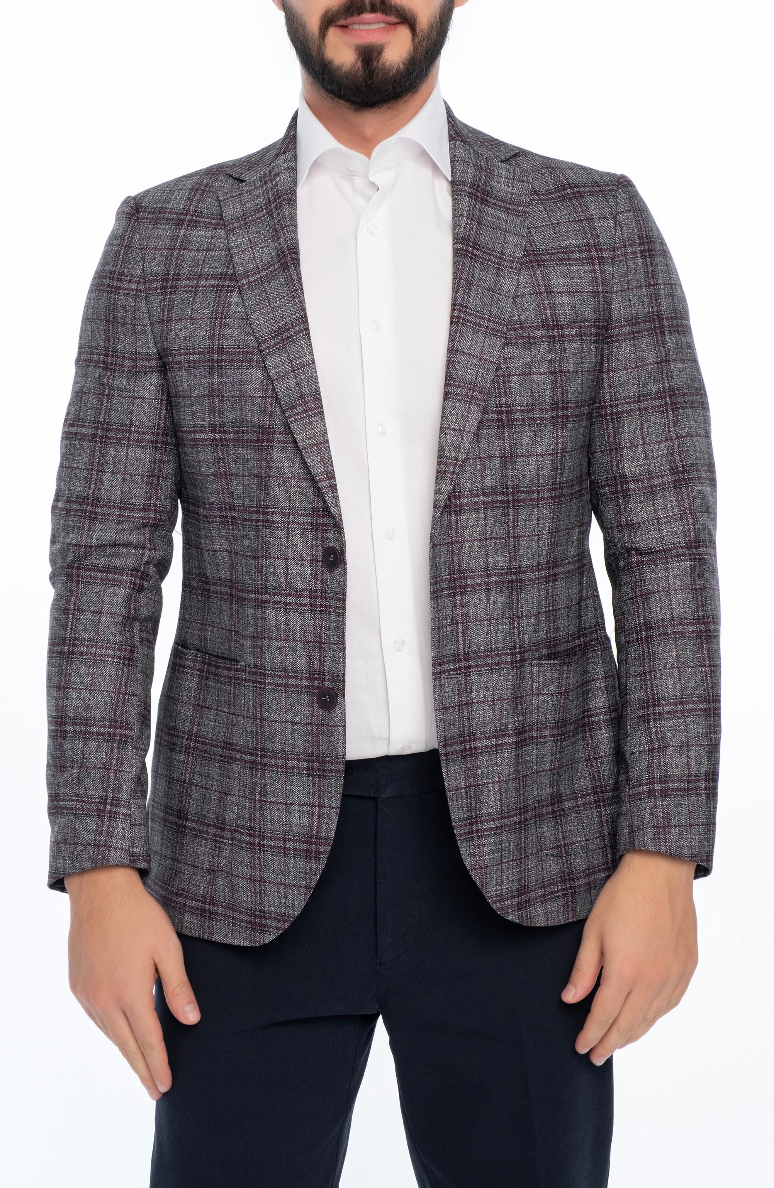 VELLAPAIS Plaid Sport Coat